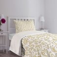 thumbnail image 5 of Ambesonne Vintage Quilted Bedspread Set 2 Pcs, Monochrome Swirling Motifs, Twin Size, Pale Camel White, 5 of 6