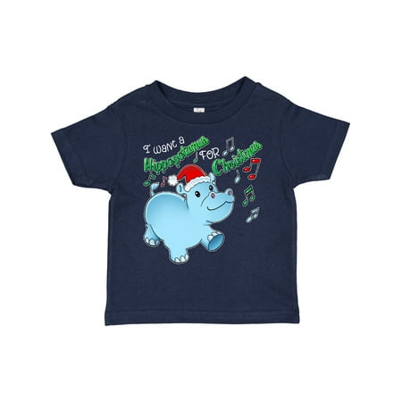 

Inktastic I Want a Hippopotamus for Christmas Hippo in Santa Hat Gift Toddler Boy or Toddler Girl T-Shirt