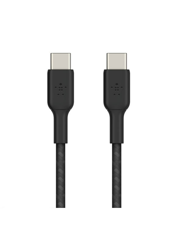 Belkin Boostcharge Braided USB-C to USB-C Cable (5ft) W/ Strap, Cable for iPhone 15 Models, Samsung Galaxy, Samsung Note, Pixel, iPad Pro and More - Black