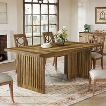 Finmind 63" Large Wooden Dining Table, Mid-Century Rectangular Table for 4-6 People, Ideal for Dining Room, Living Room, Kitchen - Rustic Brown (Table Only)