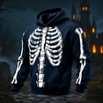 thumbnail image 2 of Yuncity Mens Hoodie Fall Winter Long Sleeve Fashion Casual Letter Skeleton Print Pullover Hoodies Sweatshirt Size S Blue, 2 of 4