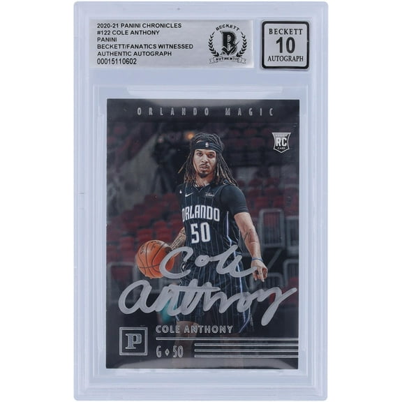 Cole Anthony Orlando Magic Autographed 2020-21 Panini Chronicles #122 Beckett Fanatics Witnessed Authenticated 10 Rookie Card - Fanatics Authentic Certified