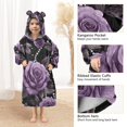 thumbnail image 3 of FORMRS Wearable Blanket Hoodie with Sleeves for Kids Cozy Flannel Sweatshirt, Black Roses, 3 of 7