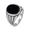 Silver, variant on Men Oval Gemstone Ring with Black Stone Signet Ring High-Detail Engraved Sides Silver Size 9