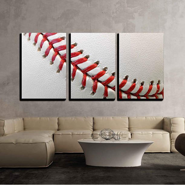 Wall26 3 Piece Canvas Wall Art Baseball detail Modern Home Decor