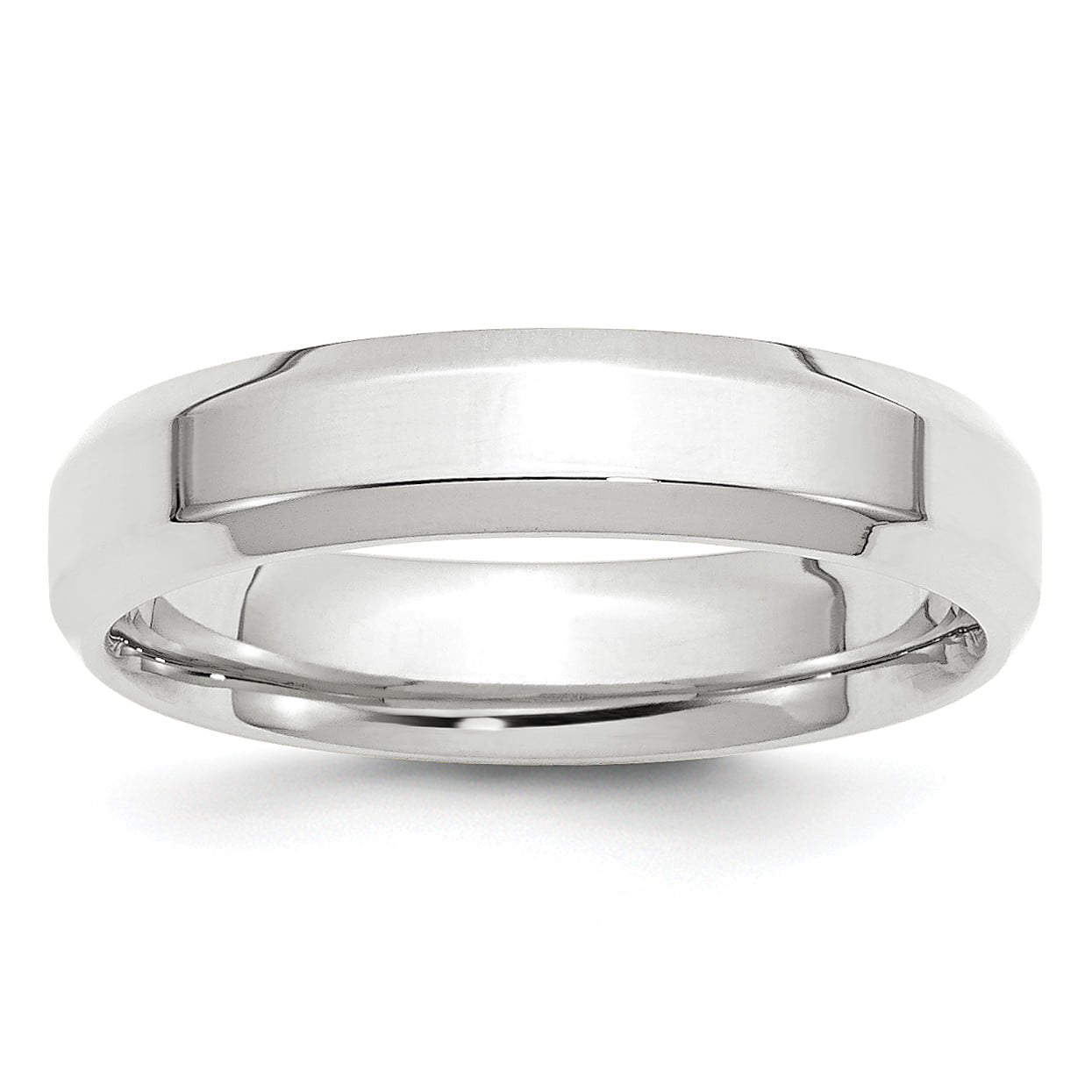 Solid 10k White Gold 5mm Bevel Edge Comfort Fit Wedding Band