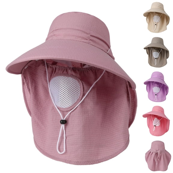 Noric Women Summer Sun Hat with Face Cover Shield Neck Flap Wide Brim UPF 50  UV Protection Foldable Hats for Gardening Fishing Outdoor