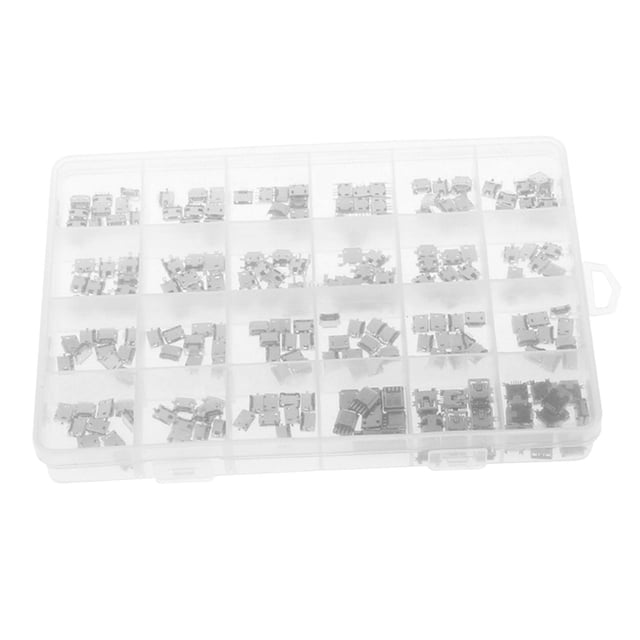 1 caja de conector hembra Micro USB de 5 pines, 24 modelos cada uno, 10 piezas con caja 24 modelos cada 10 piezas con caja