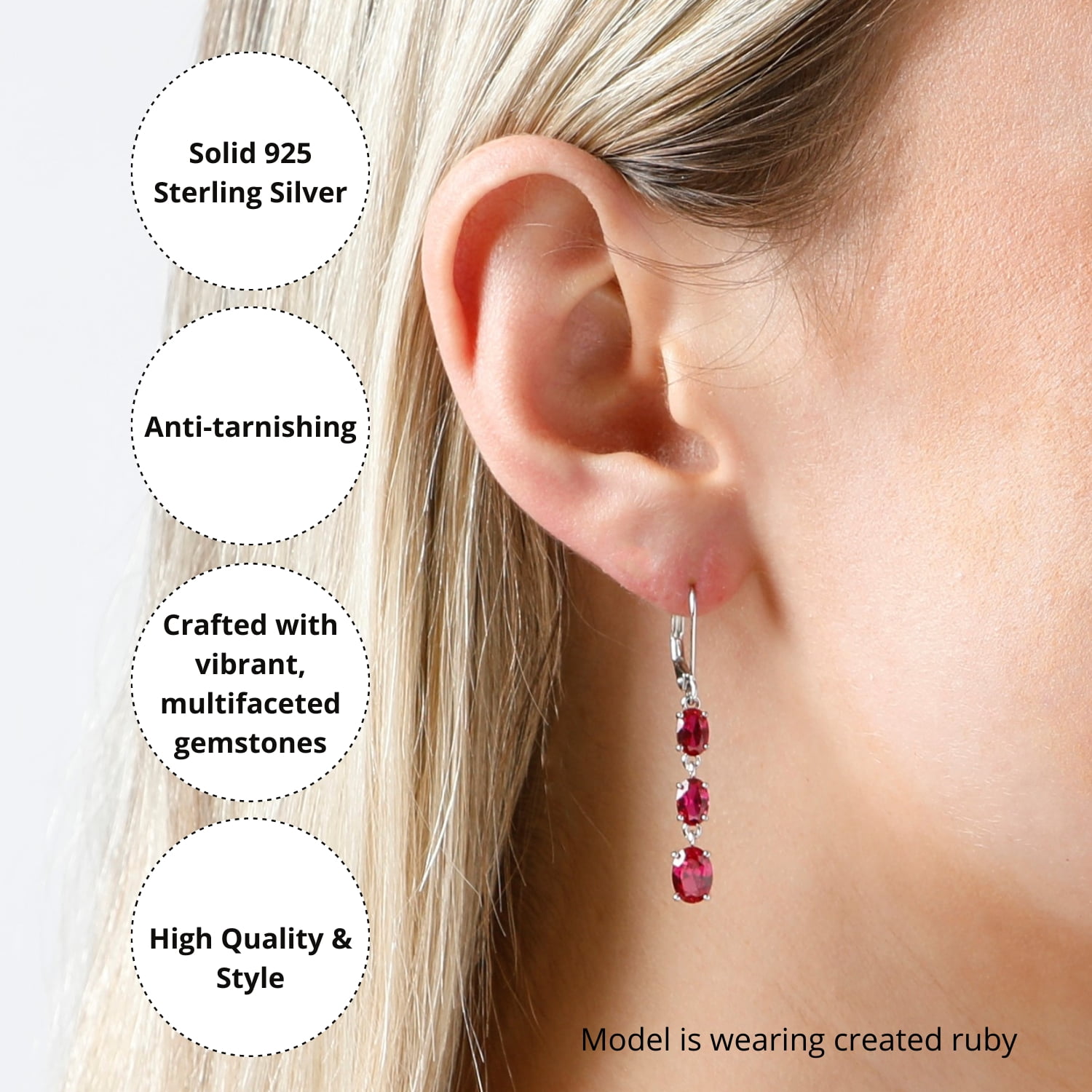925 Sterling Silver Purple Amethyst Oval Dangle Earrings for Women with Leverbacks and 1.5 inch February Birthstones by MAX + STONE