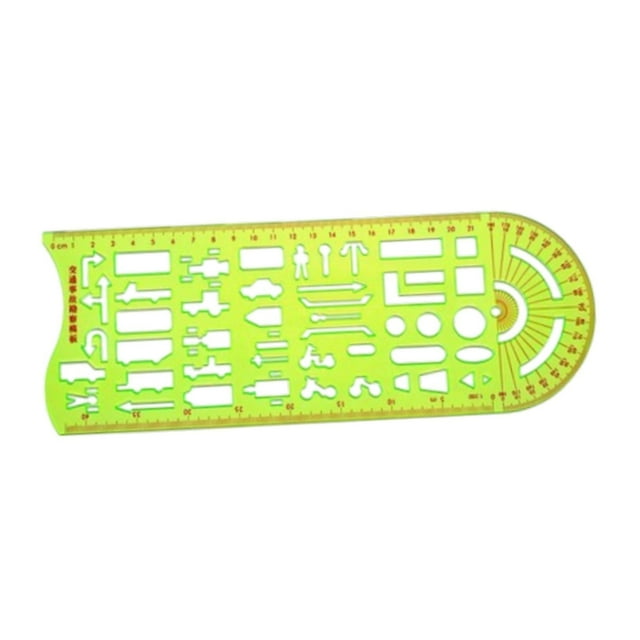 kurtrusly Règle de Dessin pour Accident de Circulation Projet Pratique Modèle de Dessin Blanc Vert 28 cm