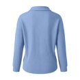 thumbnail image 7 of VISALY Bow Tie Collar Knit Sweater for Women Elegant Long Sleeve Ribbed Knit Pullover Sweater Soft Lightweight Office Dressy Casual Tunic Shirts Fall Trendy Business Casual Outfits Sky Blue 3Xl, 7 of 7