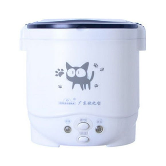 Injueey Olla arrocera para coche, Mini utensilios de cocina, calentador eléctrico multifuncional de 1L, casa, camión de viaje, fiambrera, Electrodomésticos 12V/Blanco 12V