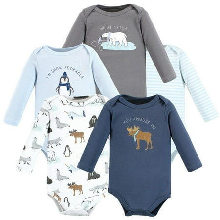 

Hudson Baby Cotton Long-Sleeve Bodysuits 5-Pack Newborn- 24 Months