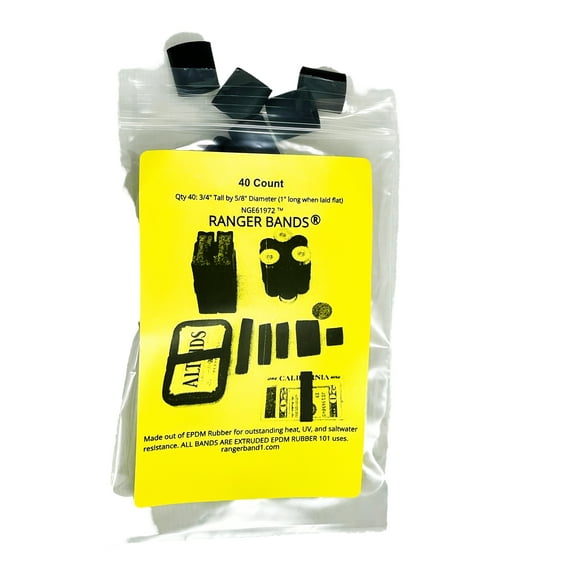 Ranger Bands® High Tension 40 Count Fits Paracord Bracelets Made From Black EPDM Rubber Made in the USA