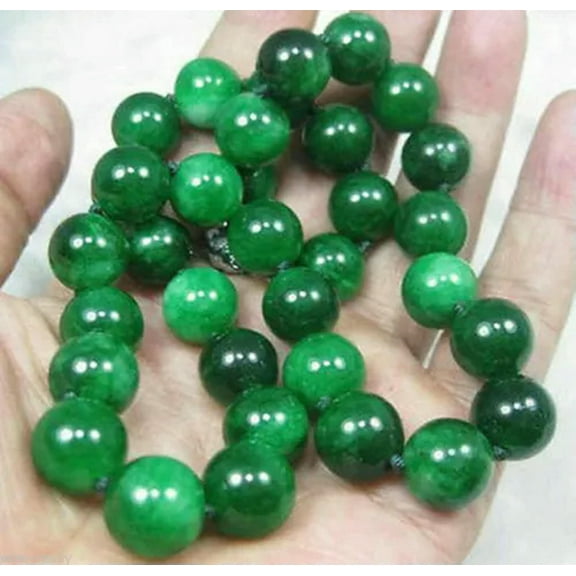 EOEMY 10mm Natural 18-100 Inches Long Green Emerald Gems Round Beads Stranded Necklace-18 In