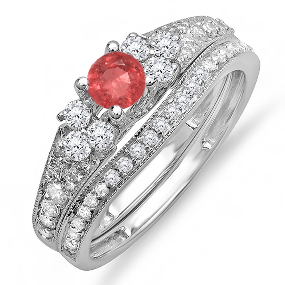 Details about   1.00 Ct Round Cut Ruby Full Eternity Wedding Band Ring in 14k Yellow Gold Over 