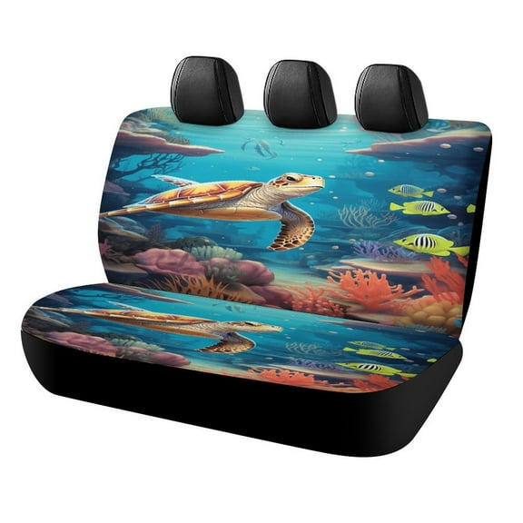 Nautical Green Sea Turtles Car Rear Seat Cover Accessories Universal Fit Car Seat Covers Durable