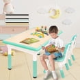 thumbnail image 3 of Kidsbuddy Kids Table and 4 Chairs Set Height Adjustable Toddler Play Activity Table Set with Graffiti Tabletop Children Activity Table for Reading, Drawing, Eating(Mint Green), 3 of 8