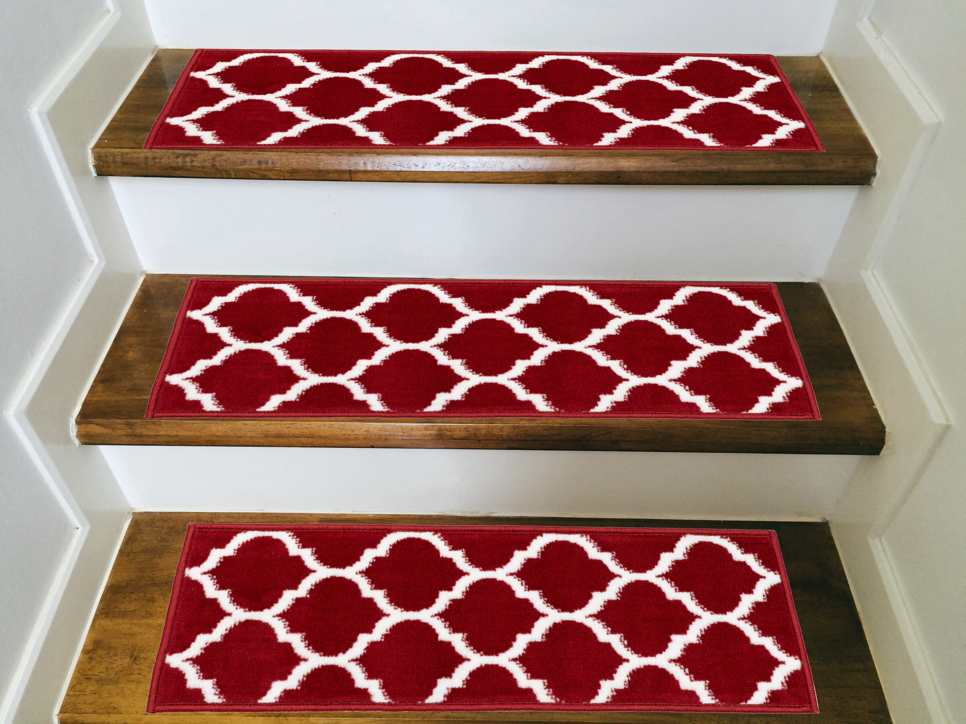 MSRUGS 7 pieces Stair Treads Trellis Collection Contemporary Soft