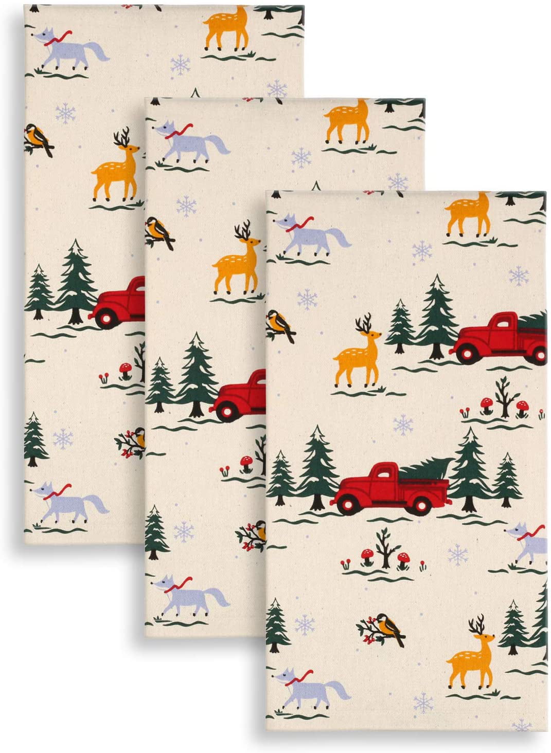 Details about   Christmas Red Farm Truck Dish Towel Pot Holder Cotton 25x15 Kitchen Set Gray Red 