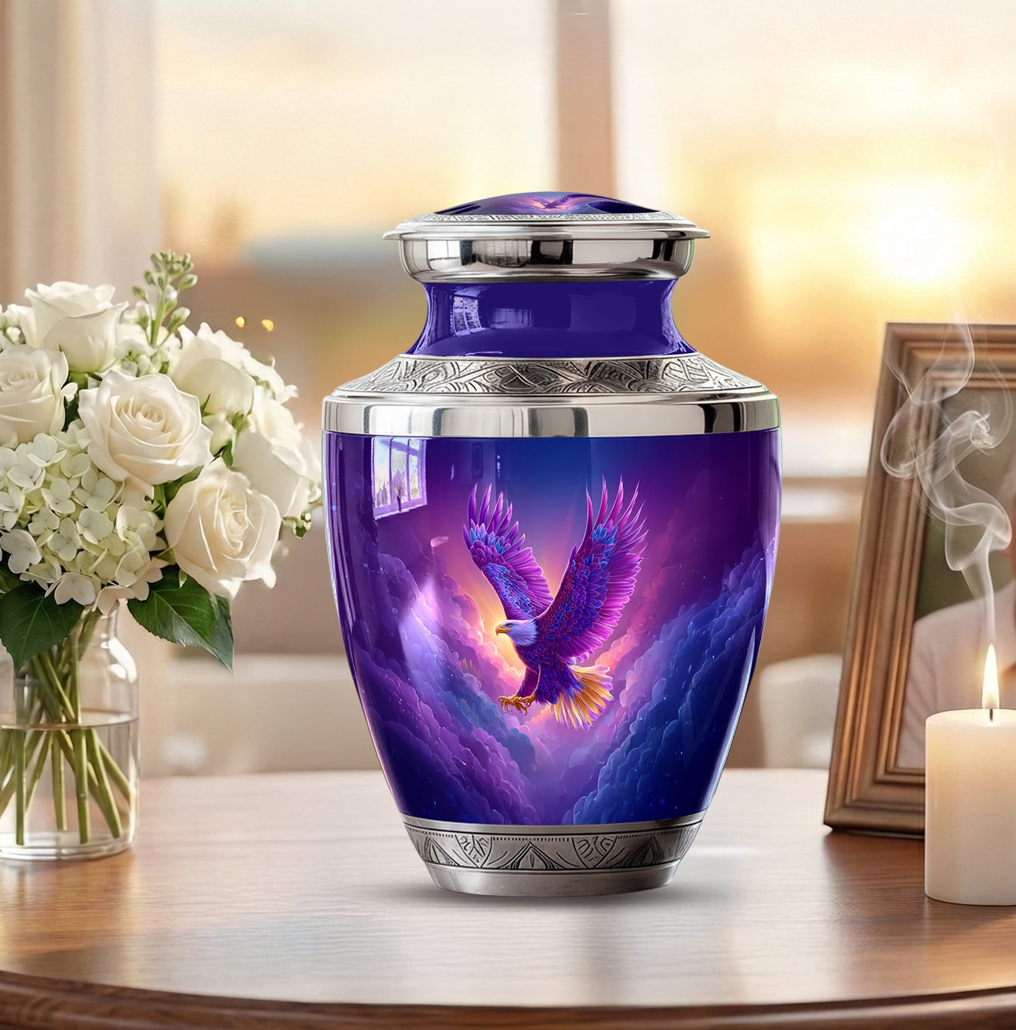 Eagle Urn for Human Ashes Adult - Cremation Urn with Eagle Design - Large Urns for Ashes Adult Male - Memorial Urns for Women - Decorative Ash Container for Mom ( SizE )