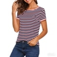 thumbnail image 3 of LIaqionyy Womens Striped Tops Short Sleeve Crew Neck T Shirts Vacation Outfits Fashion Comfortable Tees Shirt, 3 of 6
