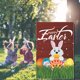 thumbnail image 1 of Bandera de Pascua para jardín, decoración de ambiente festivo para patio, bandera colgante con fondo de huevos y conejos de Pascua, bandera colgante de doble cara para patio exterior, banderas de poli, 1 of 8
