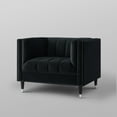 thumbnail image 5 of Liv Black/Chrome Velvet Club Chair - Line Stitch Tufted, Chrome Nailhead Trim and Tapered Chrome Legs Tip, Square Arm, 5 of 10