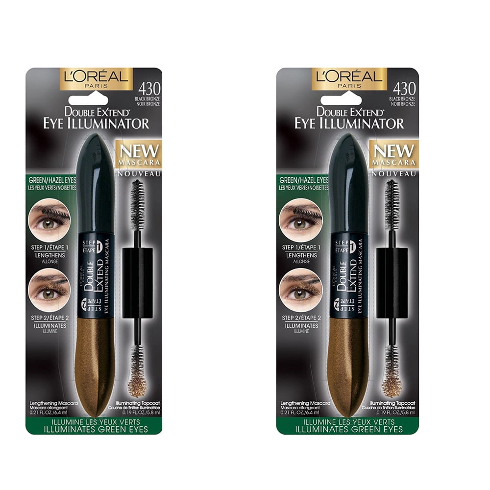 3pcs Loreal Double Extend Eye Illuminator Mascara, BLK Copper, 0.4-fl oz,