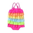 thumbnail image 2 of Diconna Kids Girls Rainbow Color One-piece Swimsuit Stylish Bathing Suit, 2 of 6