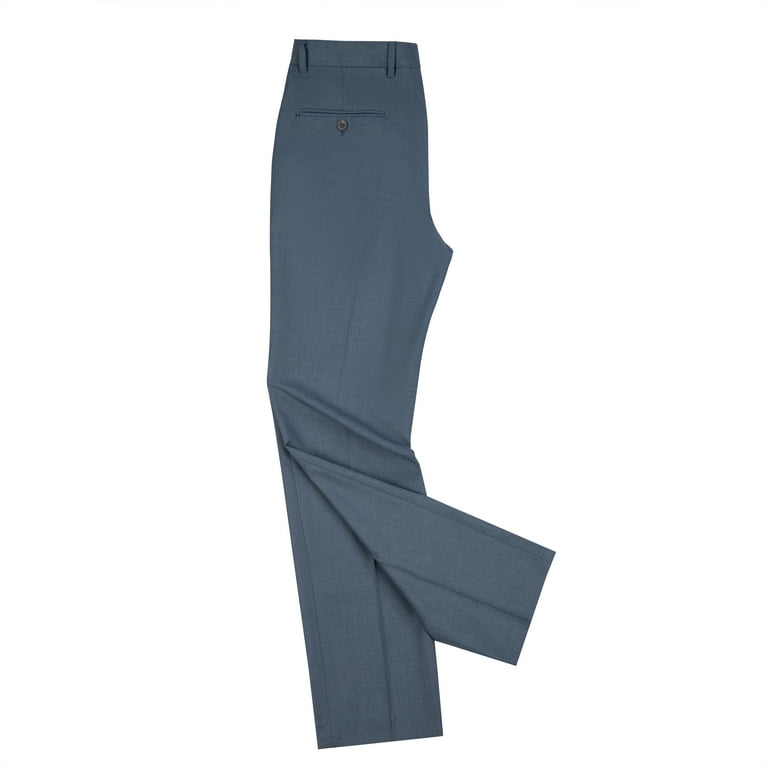 Wehilion Men's Premium Slim Fit Dress Suit Pants Slacks Tight Suit Elastic  Formal Trousers,Nattier Blue,XL 