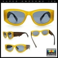 thumbnail image 2 of Womens Squared Rectangle Frost Matte Thick Temple Plastic Mod Sunglasses Yellow - Black, 2 of 8