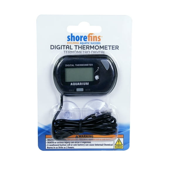 Shorefins LCD Digital Aquarium Thermometer, High Precision Plastic Temperature Gauge Up to 158 ºf