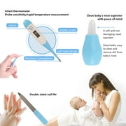 BUSATIA 10 in 1 Baby Healthcare and Grooming Kit,Safety Newborn Nursery Care Set, with Hair Brush Comb,Nail Clipper,Thermometer,Pacifier Clip,Nasal Aspirator for Newborn Infant Baby-Blue