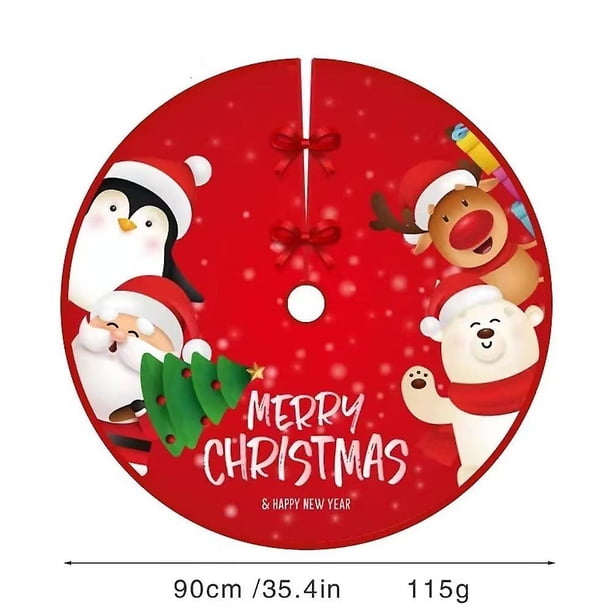 Falda del árbol de Navidad de 90 cm, cubierta del soporte del árbol de Navidad, decoración del árbol de Navidad, estera del árbol de Navidad de la falda del árbol de Navidad, Banban rojo