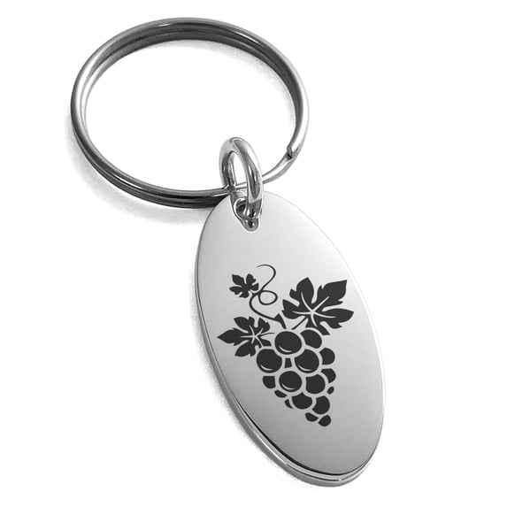 Stainless Steel Dionysus Greek God of Wine Engraved Small Oval Charm Keychain Keyring