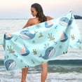 thumbnail image 6 of Coolnut Whale Beach Towel, Sand Free Super Absorbent Oversized Travel Towel with Mesh Bag for Beach, Camping, Swimming, Holiday, 31 x 71 Inch Washcloth Gift, 6 of 7