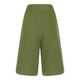 thumbnail image 5 of BXINGOHAI Linen Beach Vacation Shorts for Women Dressy Casual Summer Outfits High Waisted Lounge Comfy Wide Leg Loose Army Green,L, 5 of 7