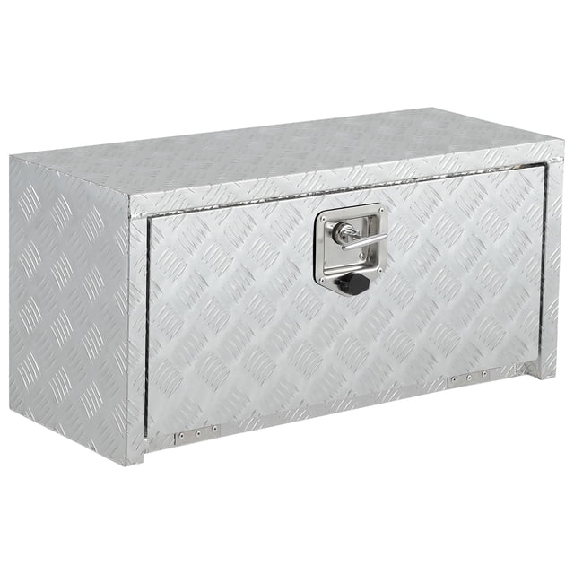 QinaQin Aluminum Underbody Tool Box, Diamond Plate Truck Storage Box with Lock and Key for Pickup, Trailer or RV Chassis