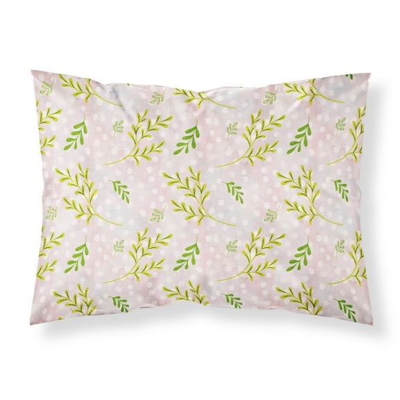 Watercolor Leaves Pink Fabric Standard Pillowcase