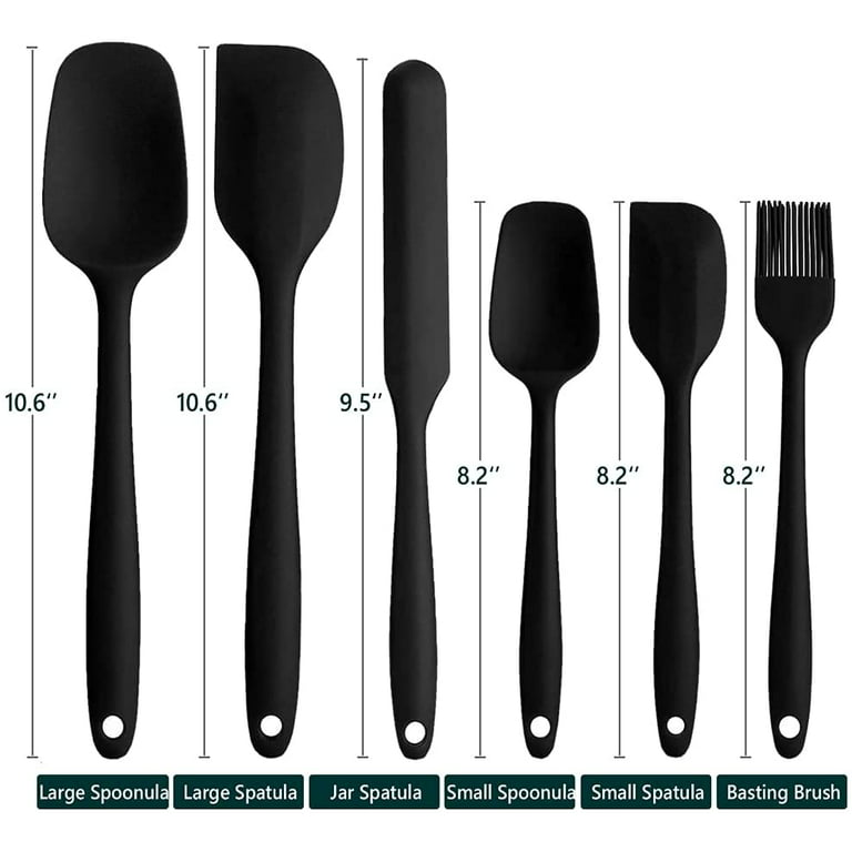 Silicone Spatula Set of 5,High Temperature Resistant, Food Grade Silicone,  Dishwasher Safe, for Baking, Cooking (Pure Black)