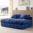 thumbnail image 6 of Aukfa 75 inch Double Chaise, Oversized Sofa Bed w/ 6 Pillows, Plush Chair Bed for Living Room, Corduroy, Navy, 6 of 11