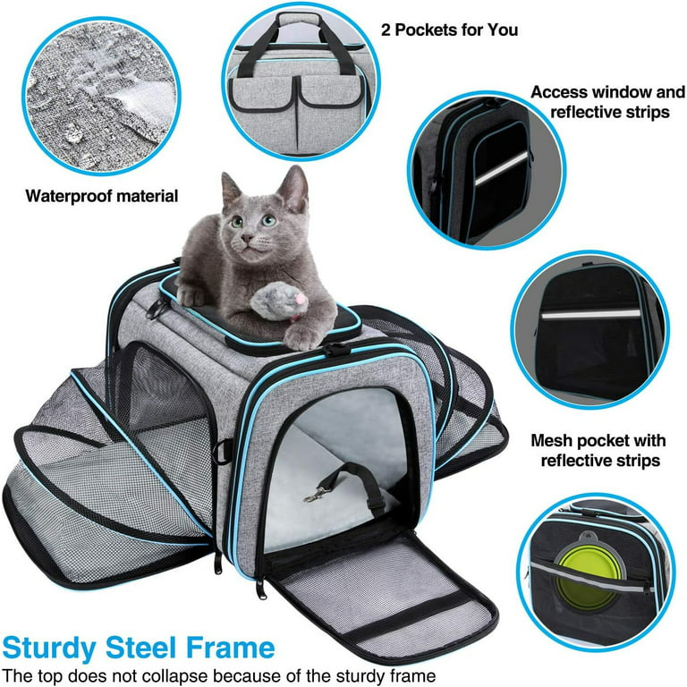 PEEPOWL Large Cat Carrier, All-Sided Mesh Cat Carrier with Great  Ventilation, Soft-Sided Extra Large Pet Carrier Suit for 2 Cats Car Travel,  24 × 16 ×