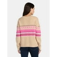 thumbnail image 3 of 99 Jane Street Women's and Women's Plus Fair Isle Pullover Sweater, Midweight, Sizes XS-4X, 3 of 5