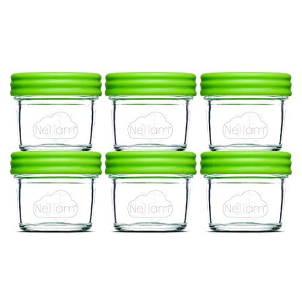 Baby Food Storage Containers Leakproof Airtight Glass Jars For Freezing Homemade Babyfood Prep Reusable Bpa Free 6 X 4oz Set That Is Microwave Freezer Safe Walmart Com Walmart Com
