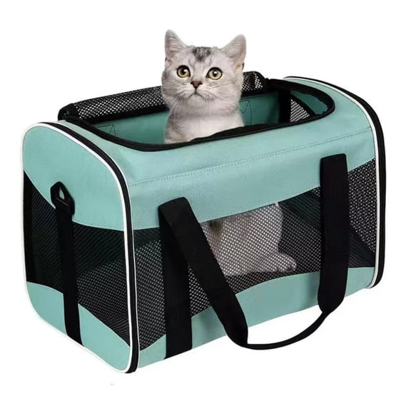 Cat Carrying Case - Pet Carrier Airline Approved, Protable and Breathable Pet Travel Carrier Removable Pad, Collapsible Cat Carrier Dog Carrier for Medium Cats Small Cats Dogs (Medium)