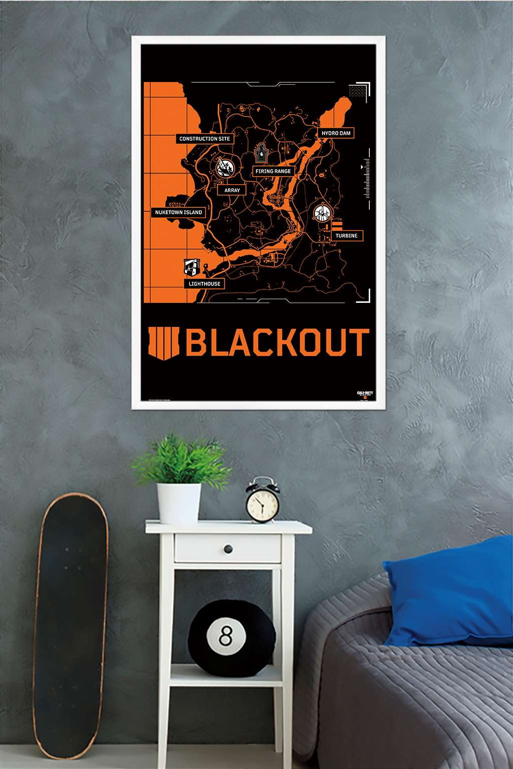 Call of Duty: Black Ops 4 - Blackout Map Wall Poster, 22.375" x 34", Framed