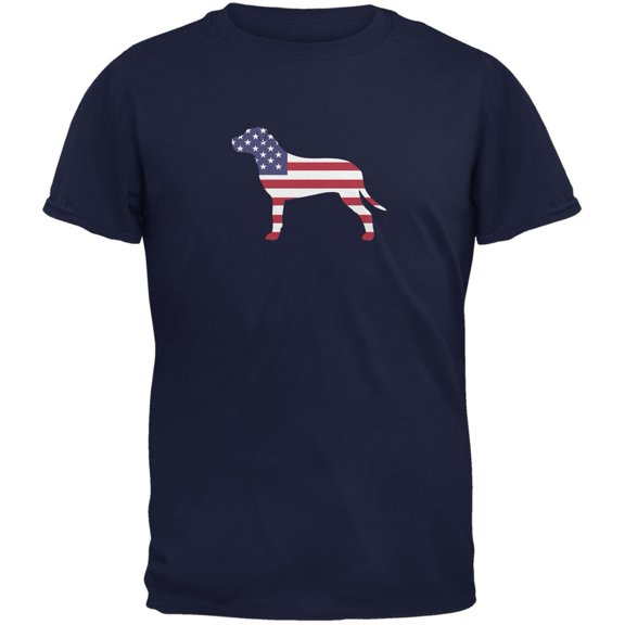 4th of July Patriotic Dog Pit Bull Terrier Navy Adult T-Shirt - X-Large
