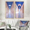 thumbnail image 1 of Designart "Architecture Futuriste Géométrie Infinie VIII" Art Mural Géométrique Moderne Encadré Ensemble de 2 - Art Mural Encadré Bleu Moderne Ensemble de 2, 1 of 6