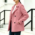 thumbnail image 6 of Riecok Pea Coats for Women Long Sleeve Button down Jackets Lapel Collar Overcoat Warm Casual Winter Outerwear M, 6 of 6